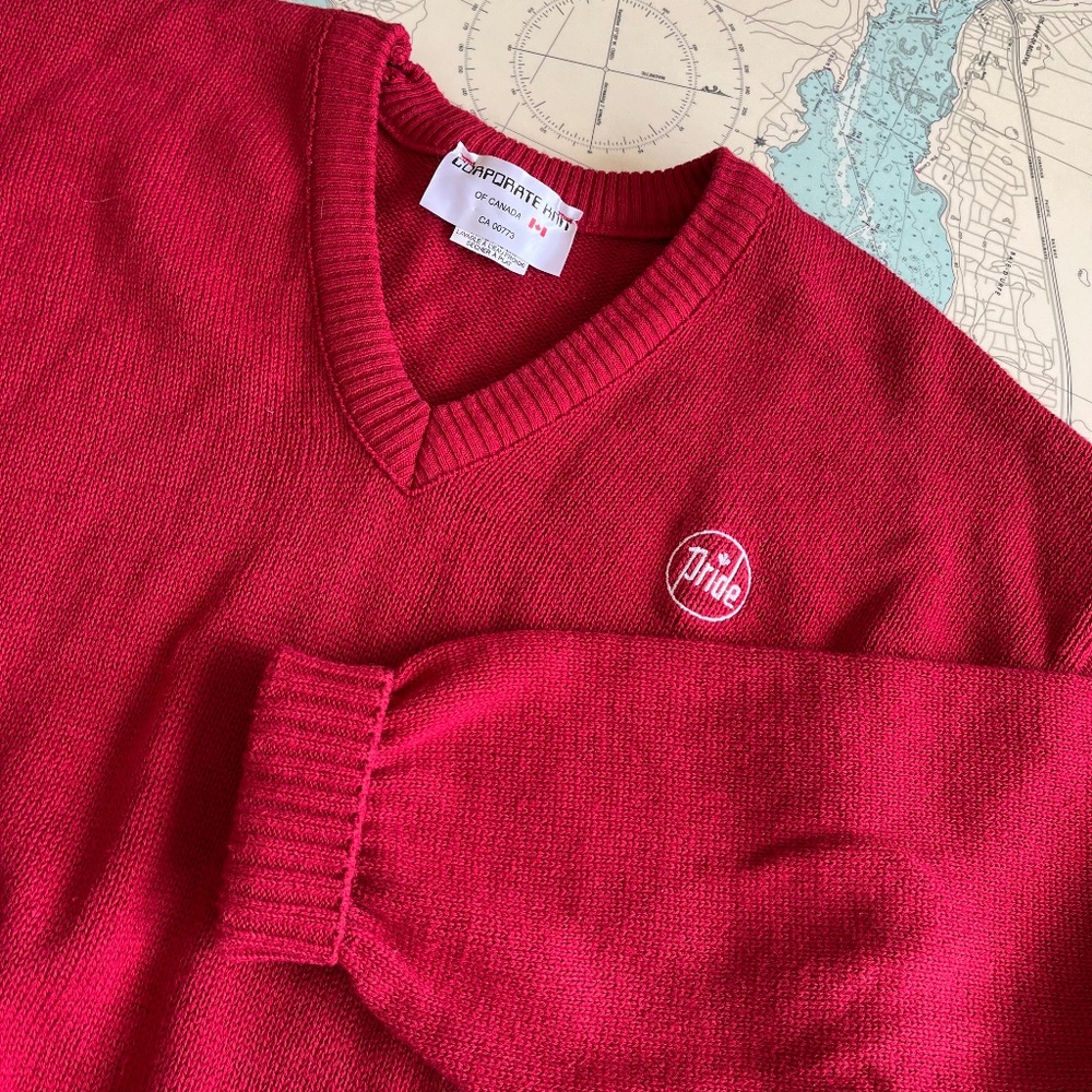 Vintage Red V Neck Pride Sweater